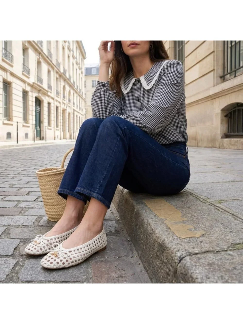 Women's Ivory Faux Leather Witty Hand Woven Ballet Comfortable Pointed Toe Flats